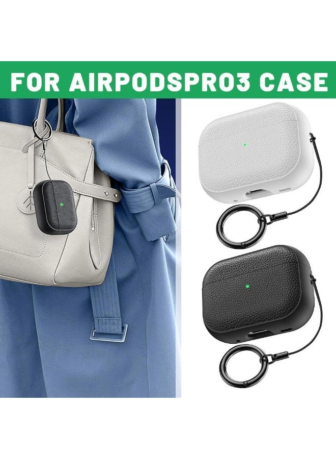 غطاء حماية لعلبة AirPods Pro 3، غلاف علبة Airpod Pro 3، تصميم 2025 الجديد من TPU بقوام تشبه قشر الليتشي، غلاف رفيع مضاد للصدمات مع حلقة لربط السوار (لون برتقالي) - Image 3